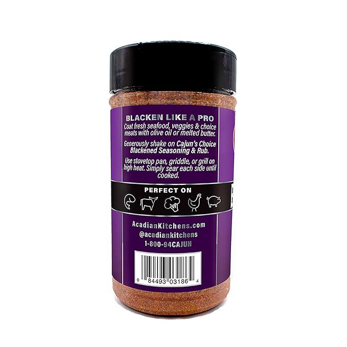 Blackened Seasoning 6.5 oz Shaker – Ideal for Grilling or Cooking Fish, Chicken, Wings, BBQ, Pork, Steak, Vegetables, Burgers, Salmon, Soups & More – Adds Authentic Louisiana Flavor - By Cajun's Choice