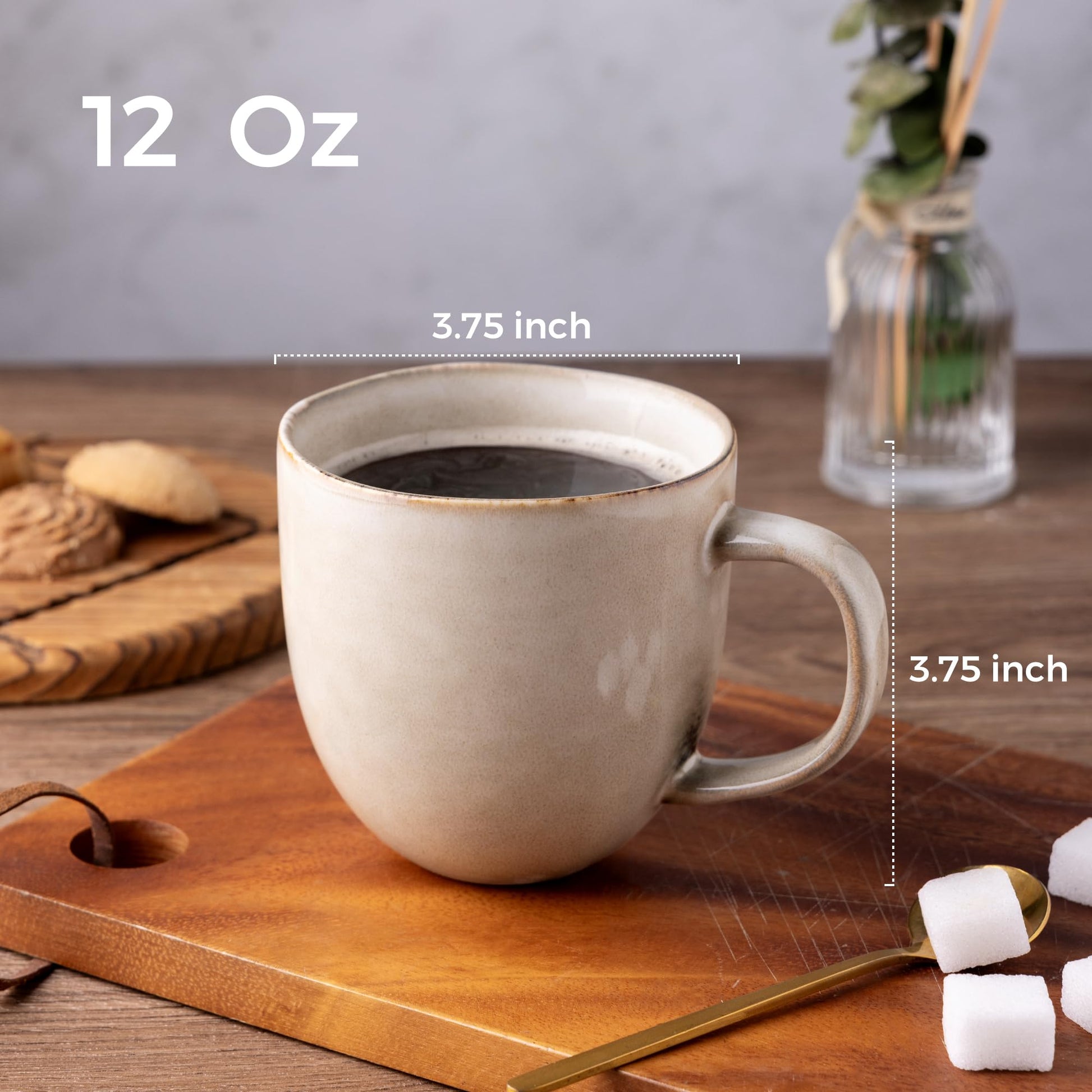 AmorArc 12oz Coffee Mugs, Ceramic Coffee Mugs set of 6 for Man, Woman, Dad, Mom, Modern Coffee Mugs