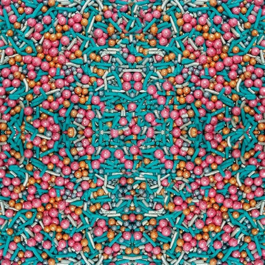 Confect Fusion Pearl Sprinkle Mix ??Pink, Teal & Gold Sugar Pearls | Edible Cake Topping for Cupcakes, Cookies & Desserts ??Decorative Baking Sprinkles Decoration | Vegan, Gluten-Free, Nut-Free, Soy-Free, Dairy-Free, Palm Oil-Free- 4.2 Oz