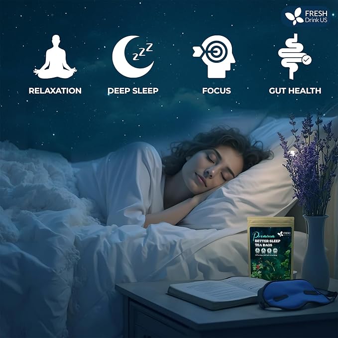 FreshDrinkUS, Premium 55 Tea Bags Better Sleep Herbal Tea | Caffeine-Free Loose Leaf Blend with Spearmint Leaves, Lemongrass Leaves, and Hawthorn Berry ??Naturally Refreshing and Aromatic.