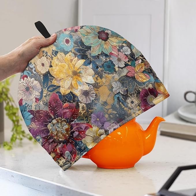 Hudotybom Boho Floral Tea Cozy for Teapot - Insulated Large Teapot Cover to Keep Warm Tea Kettle - Machine Washable Coffee Pot Cloth - Kitchen Home Decorations