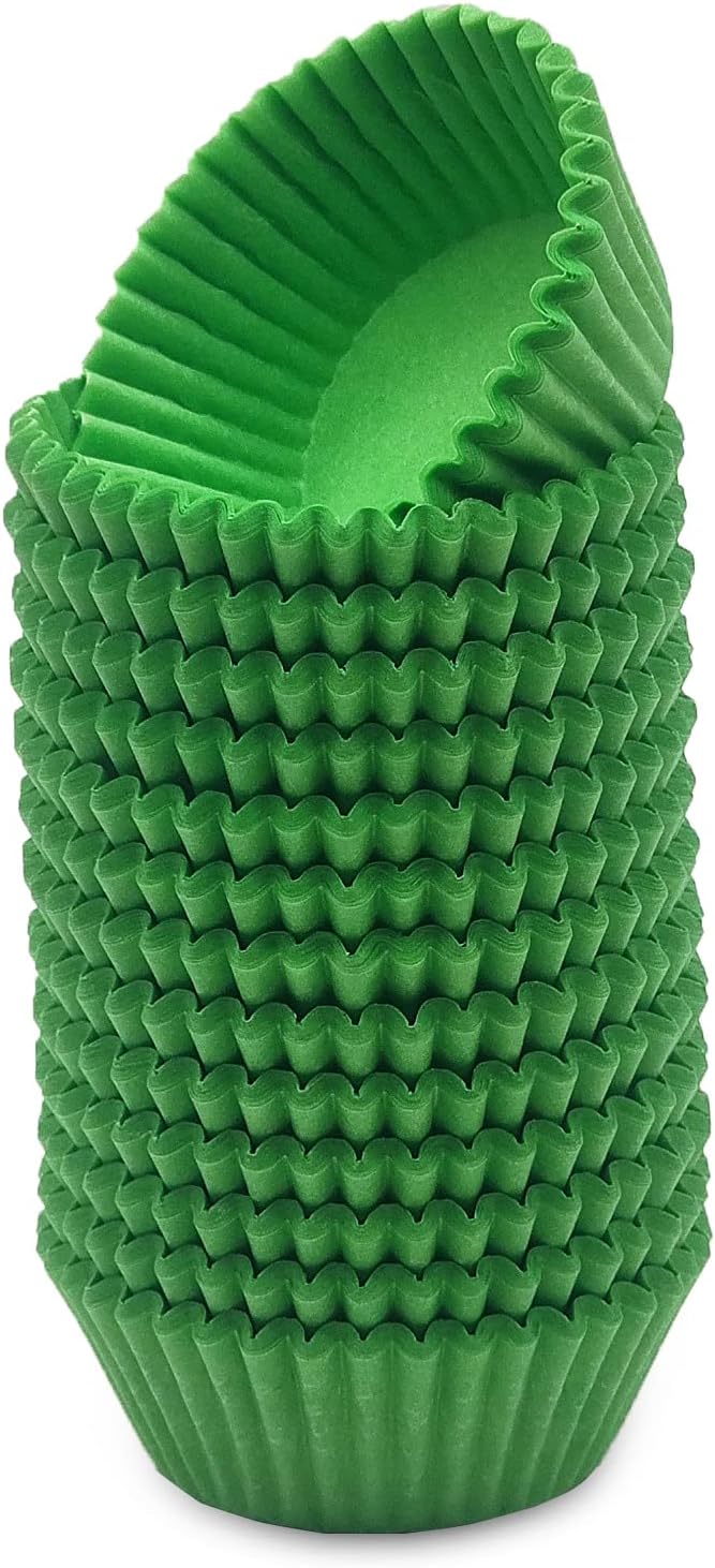 Greaseproof Mini Cupcake Liners, Premium Paper Baking Cups for Party Celebration,(Green, 300-count)