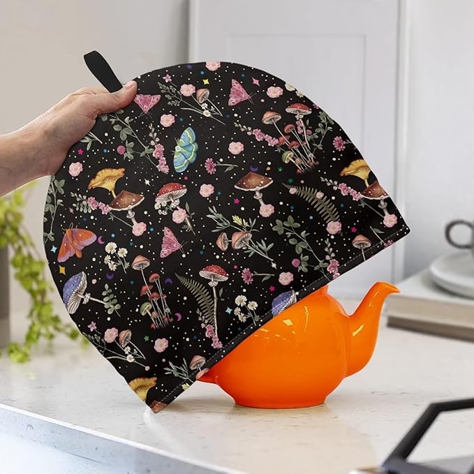 Mushroom Teapot Cozy Butterfly Tea Cozy for Teapot Insulated Tea Cozies Tea Pot Cover Dust Home Kitchen Decorative Teapot Protector for Women