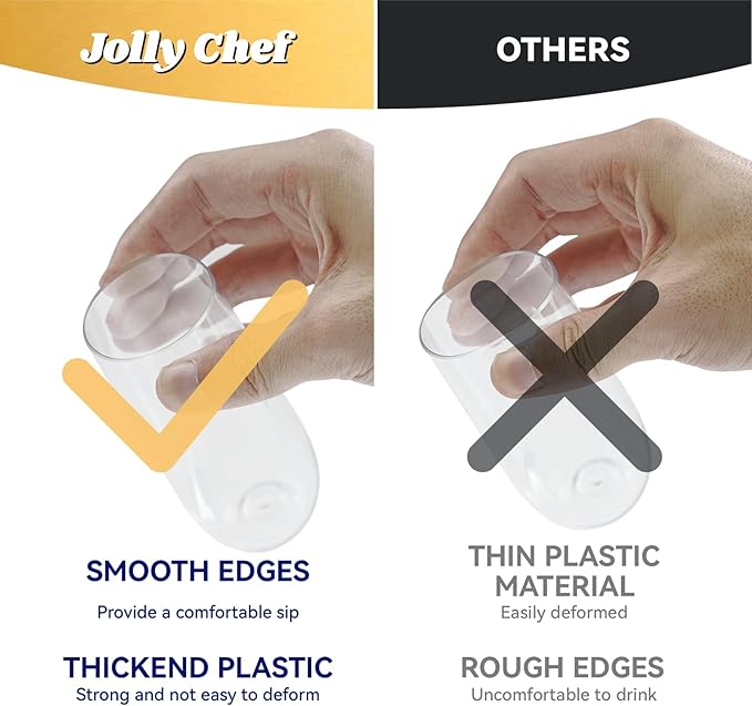 JOLLY CHEF 24 Pack Stemless Plastic Champagne Flutes 9 oz, Crystal Clear Stemless Plastic Toasting Glasses, Clear Disposable Unbreakable Drinkware Ideal for Wedding, Birthday, Party