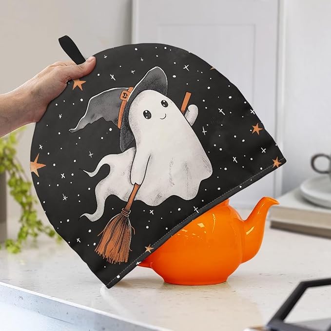 Ghost Tea Cozy for Teapot Insulated All Saints' Day Tea Pot Cozy for Keeping Warm,Reusable Teapot Dust Protector