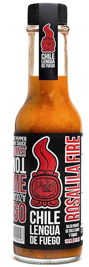 Hot Sauce | Chile Lengua de Fuego (Pack of 1, Rosalila Fire) – Medium Heat Red Sauce with Tomato, Thyme & Scotch Bonnet, Classic Honduran Style