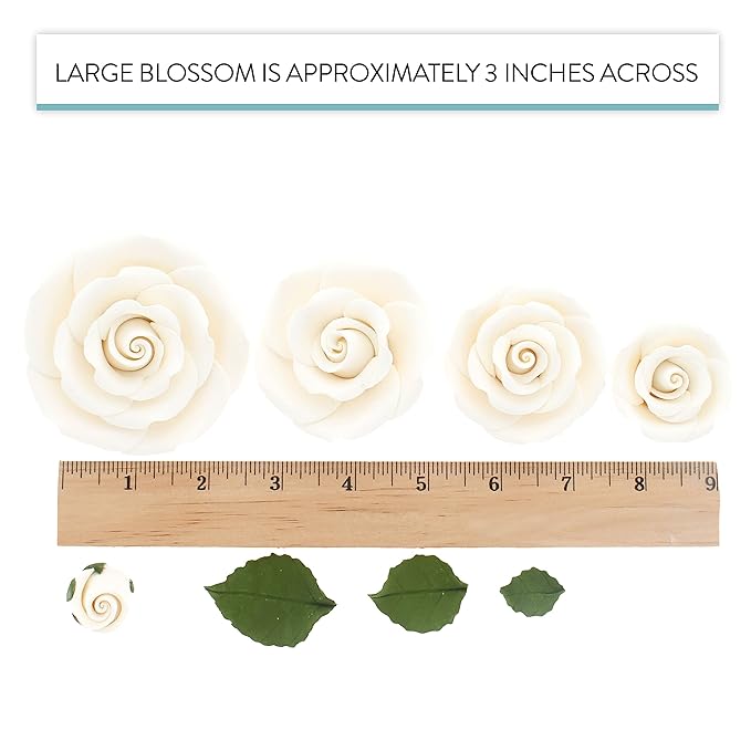Global Sugar Art Exquisite Edble Rose & Leaf Sugar Cake Flowers Tray White, Unwired by Chef Alan Tetreault
