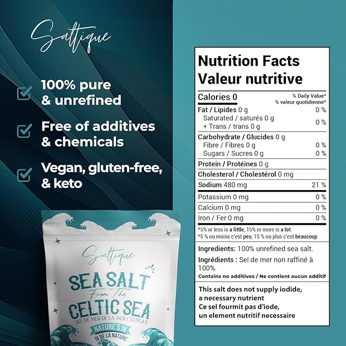 French Sea Salt Fine ground From the Celtic Sea 5lb- 100% Natural and Unrefined - Hand-Harvested Mineral Salt (5lb Fine)