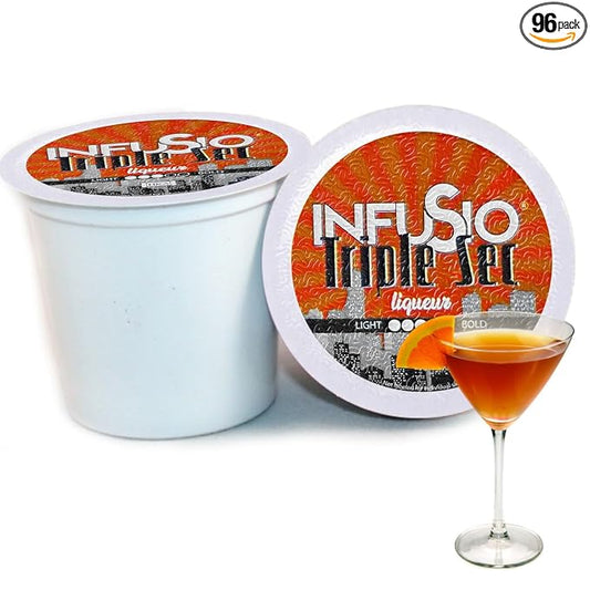 InfuSio Coffee Pods 96 Count Triple Sec Flavored Medium Roast Single serve Coffee pods for Keurig K Cups Brewers - InfuSio Premium Roasted Keurig 2.0 Compatible