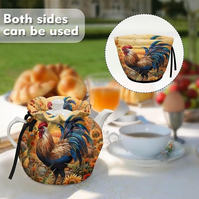 Rooster Kettle Cover for Dust Proof Teapot Insulated Sunflower Teapot Insulation Cover for Keeping Warm Tea Cup Warmer Cozy