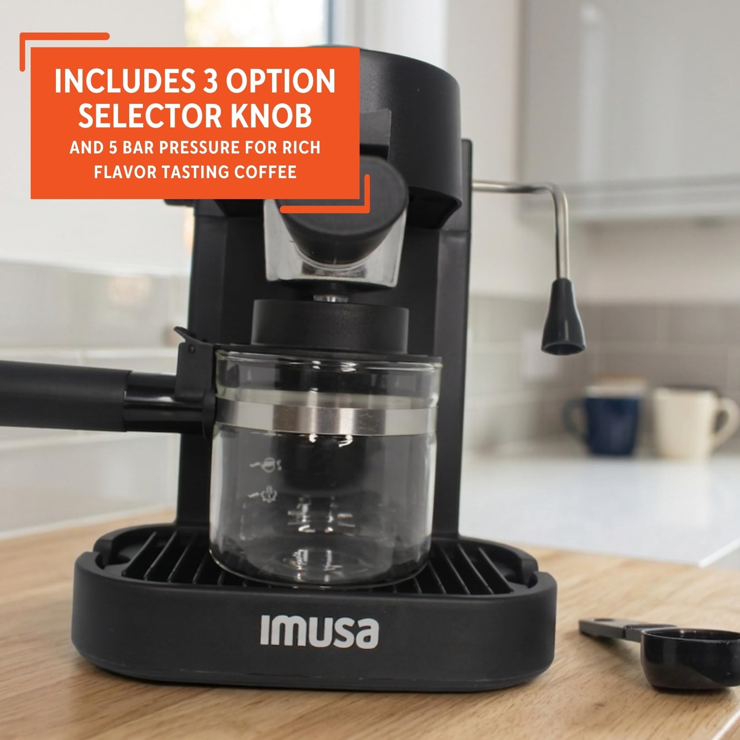 IMUSA 4 Cup Electric Espresso Cappuccino Coffee Maker, Black