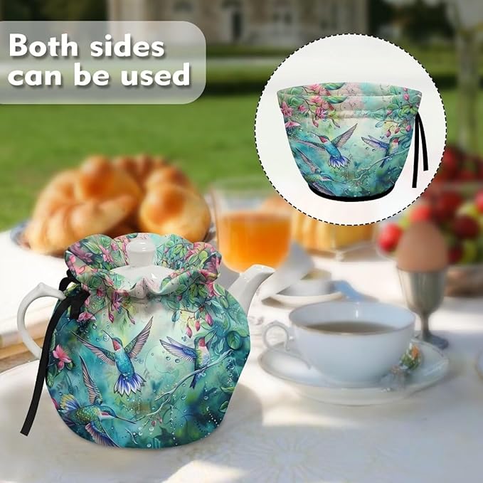 Hummingbird Tea Cozy for Teapot Insulated Floral Tea Pot Cozy for Keeping Warm Teapot Cover Kettle Kitchen Dust Cover for Gift Teapot Cozy