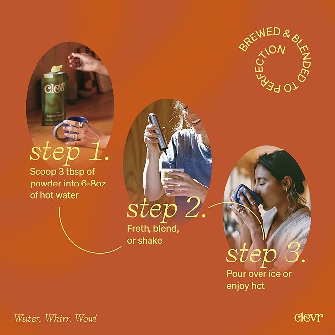 Clevr Blends Chai Tea Latte, Instant Superfood Powder Blend with Oat Milk, Lion???Mane, Reishi Mushroom, Black Tea, Organic Spices, Coconut Cream, Ashwagandha, Oprah???Favorite Things 2022 (14 Lattes)