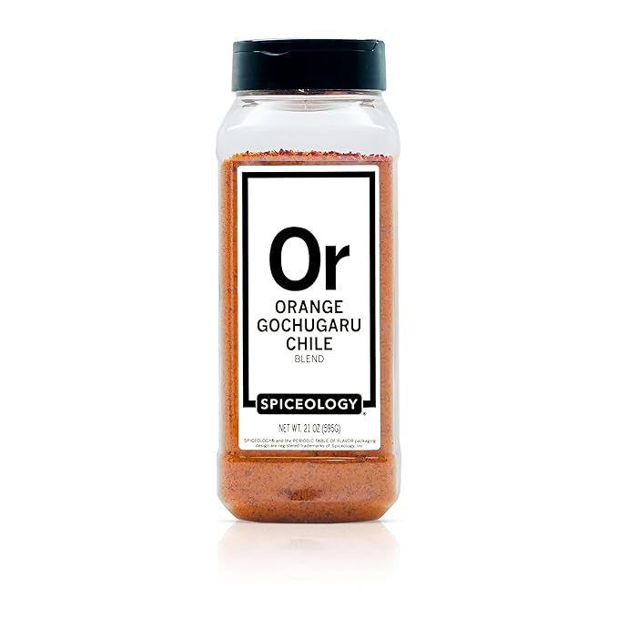 Spiceology – Orange Gochugaru Chile Seasoning – Sweet Heat Spice Blend with Korean Chile Flakes and Bright Citrus Zest – Bold Spice Rub for Chicken, Pork, Seafood & More – 21 oz