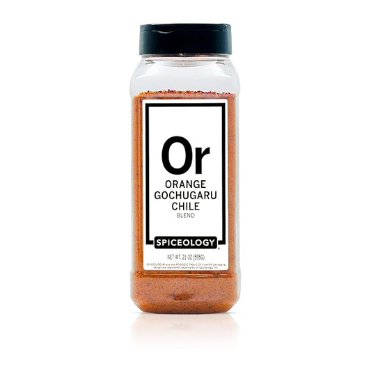 Spiceology – Orange Gochugaru Chile Seasoning – Sweet Heat Spice Blend with Korean Chile Flakes and Bright Citrus Zest – Bold Spice Rub for Chicken, Pork, Seafood & More – 21 oz