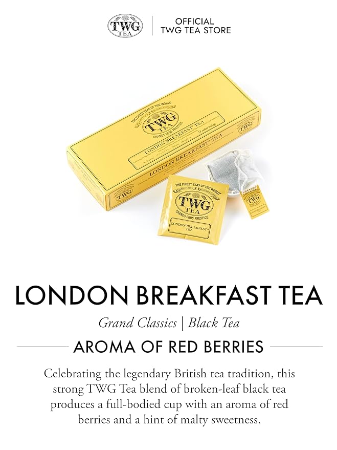 TWG Tea | London Breakfast Tea | Black Tea | Cocoa Pod | 15 Hand Sewn Cotton Teabags | Gift Set