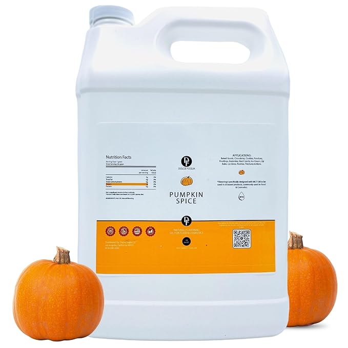 Dolce Flav Natural Pumpkin Spice Extract ??1 Gallon Oil-Soluble Kosher, Sugar-Free, Concentrated Warm Pumpkin Spice Flavoring for Baking, Smoothies & Desserts