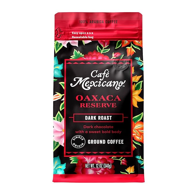 Caf챕 Mexicano - Oaxaca Reserve Ground Coffee - Specialty Arabica Coffee Sourced from Mexico - 12 oz. Bag