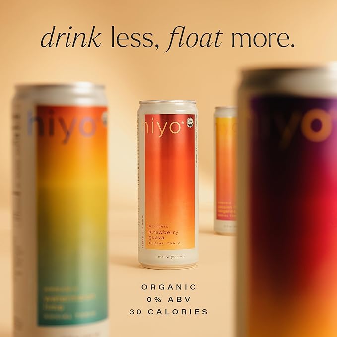 Hiyo Organic Social Tonic ??Variety Pack, 12 Pack - N.A. Functional Seltzer, Sparkling Water Crafted with Organic Adaptogens, Nootropics & Botanicals