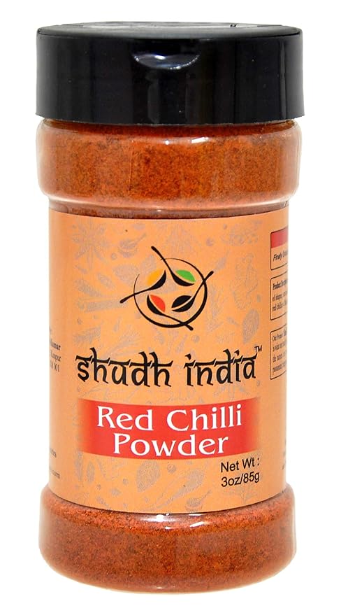 Shudh India | Traditional Indian Spicy Red Chili Powder | Chilli Powder Indian Spice | All Natural | No Color added | Gluten Free Ingredients | Vegan | NON-GMO | Indian Origin |