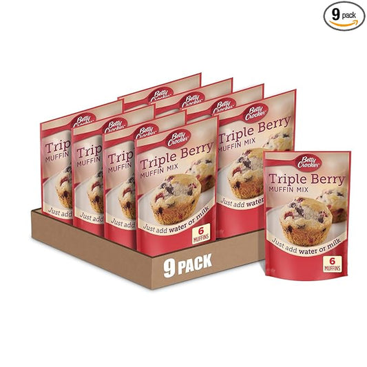 Betty Crocker Triple Berry Muffin Mix, 6.5 oz. (Pack of 9)