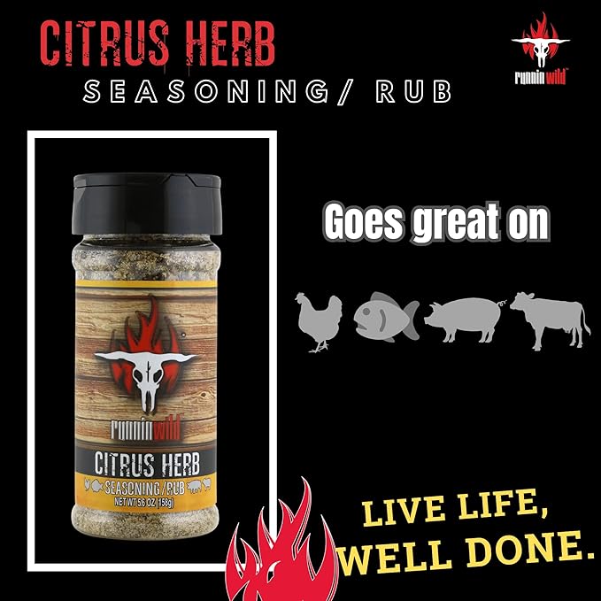 Citrus Herb Seasoning | Premium Citrus Seasoning with Garlic and Herbs for Turkey, Chicken, Fish, Pork and Lamb | No Artificial Flavors, No MSG added | Runnin??Wild Foods, 5.6 ounces
