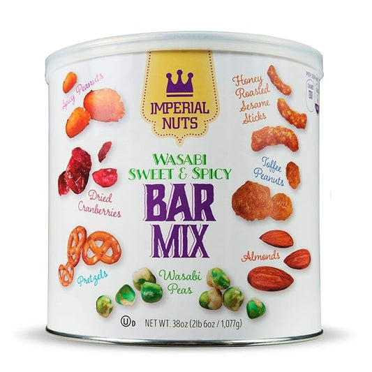 Imperial Mixed Nuts Bar Mix - Tasty Nut Snack for Any Occasion - Wasabi Peas, Almonds, Pretzels, Honey Roasted Sesame Sticks, Dried Cranberries, Spicy & Toffee Peanuts (Wasabi Sweet & Spicy)