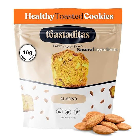 Toastaditas Almond Toasted Cookies, Natural Ingredients, No Artificial Flavors, Ideal for Coffee or Tea pairing, Snacks for kids and adults (6 oz Pack, Almond)