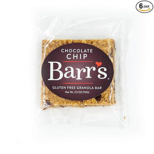 Mrs. Barr’s Natural Foods Granola Bars | Chocolate Chip | Certified Organic Gluten Free Oats | Soft Texture | Small Batch | Gourmet Quality | Real Ingredients | 2.5 Ounces (6 Pack)