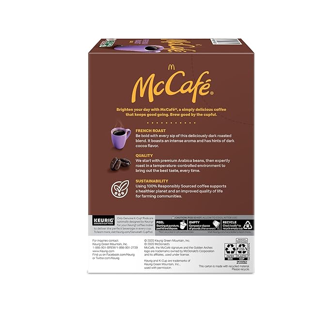 McCafe French Roast, Single Serve Coffee Keurig K-Cup Pods, Dark Roast, 96 Count (4 Packs of 24)