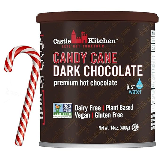 Castle Kitchen Peppermint Dark Hot Chocolate - Premium Plant Based, Dairy Free, Gluten-Free, Vegan Hot Coca Mix - Just Add Water - 14 oz