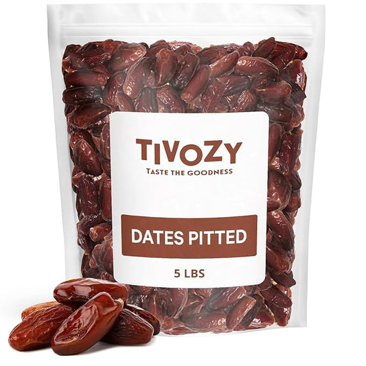 Pitted Dates 5lbs pack of Deglet Noor Dates Pitted, Bulk, Delicious and Nutritious Deglet Date Ideal for Baking, Energy Bites and Salads, Whole Dried and Ready to Eat