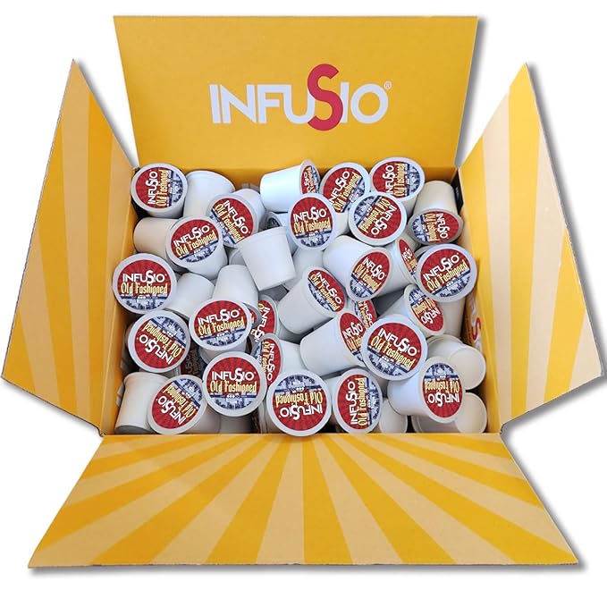 InfuSio Coffee Pods 96 Count Old Fashioned Flavored Medium Roast Single serve Coffee pods for Keurig K Cups Brewers - InfuSio Premium Roasted Keurig 2.0 Compatible