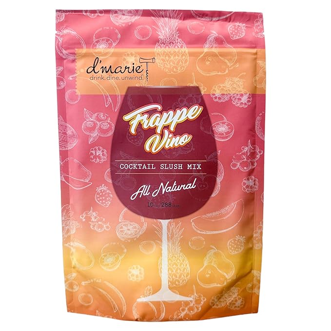 Frozen Cocktail Drink Mix - Makes 10 Wine Slushies - Drink Powder Pouches for Alcohol - All Natural Low Sugar Mixer, No Blender Needed - Frapp챕 Vino