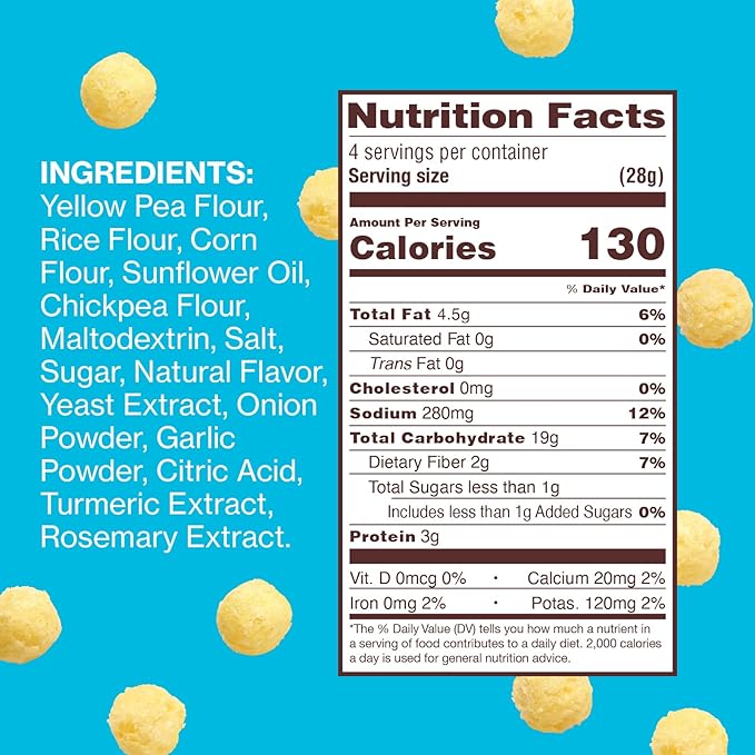 Hippeas Cheezy Cheddar Pops, 4 Ounce (Pack of 6), 3g Protein, 2g Fiber, Vegan, Gluten-Free, Crunchy, Plant Protein Snacks