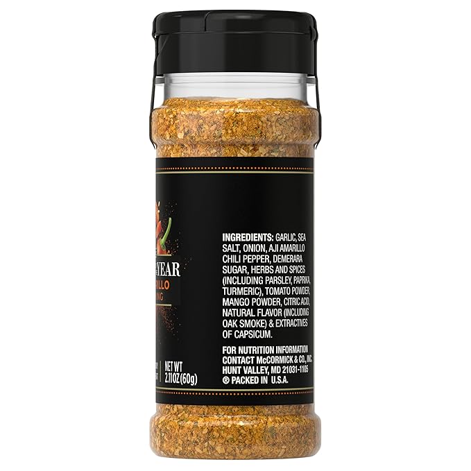 McCormick Seasoning, Aji Amarillo, 2025 Flavor of the Year, Blend of Tropical & Smoky Notes with Medium Chile Heat, For Seafood, Fish, Veggies, Poultry, Sauces, Salsa, and More, 2.11 oz