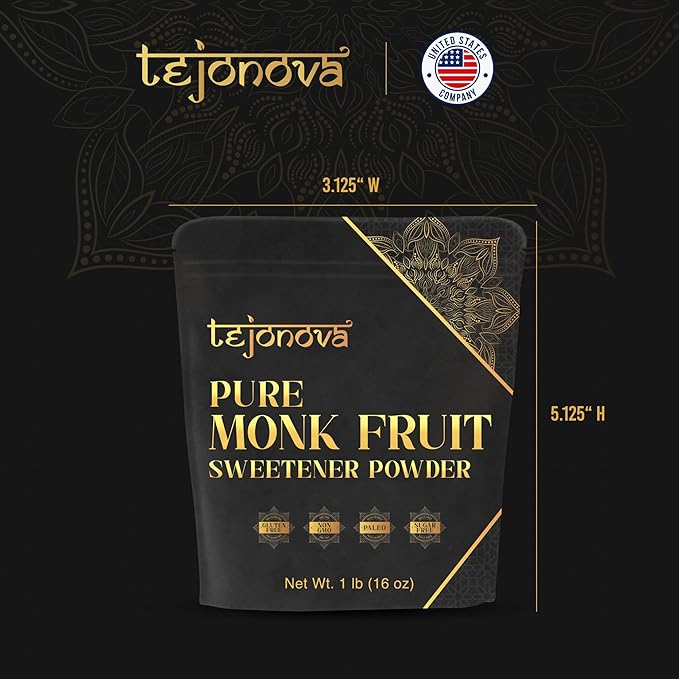 tejonova Monk Fruit Sweetener, 1 lb, Monk Fruit Extract Powder, Monkfruit Sweetener Pure Flavor