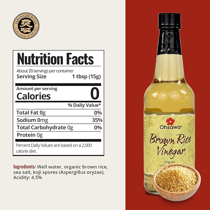Ohsawa - Organic Brown Rice Vinegar - Macrobiotic, Vegan and Gluten-Free - 10 Oz
