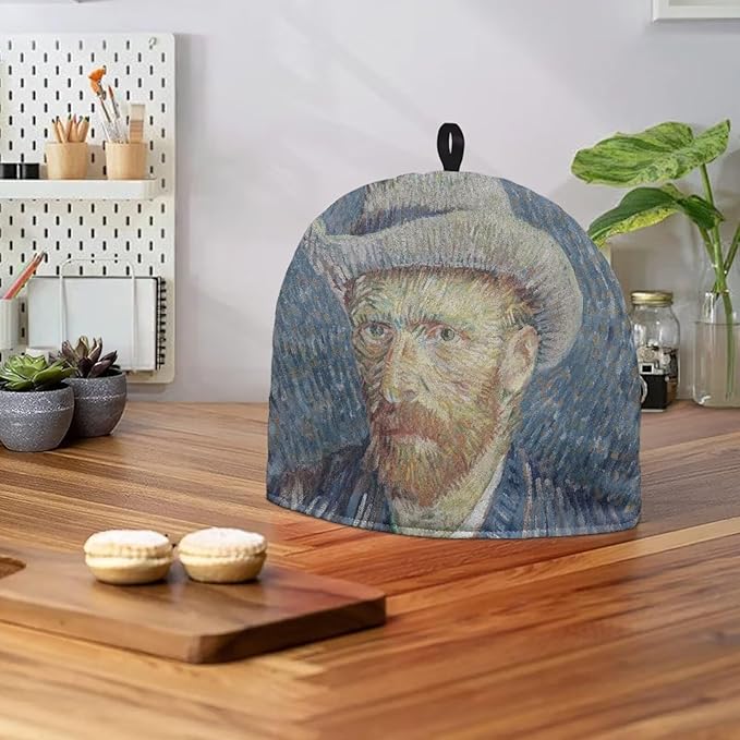 Tea Cozy for Teapot with Handle Van Oil Painting Dust Cover Extra Thick Teapot Covers for Keeping Warm Kitchen Decorative for Keeping Warm Can Hung and Folded 竊뉰lue竊?"<div>