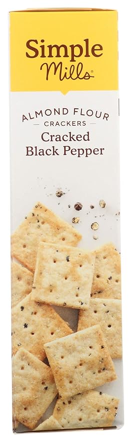 Simple Mills Almond Flour Crackers, Black Cracked Pepper, Gluten Free, Flax Seed, Sunflower Seeds, Corn Free, Good for Snacks, Made with whole foods, (Packaging May Vary)