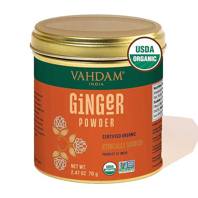 VAHDAM, Organic Ginger Powder (2.47oz) 100% Raw Ground Ginger Root Powder from India | Active Gingerol - Non GMO, Gluten Free | Direct from Source