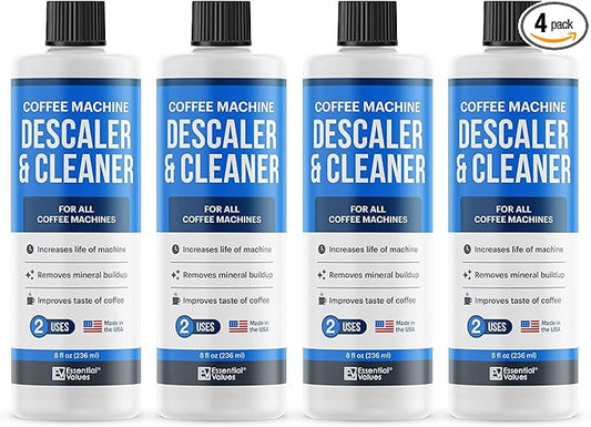 Essential Vales Descaling Solution (8 Uses) Coffee Machine Descaler Cleaner - Compatible with Breville Keurig Nespresso Delonghi - Liquid To Descale Coffee & Espresso Machines