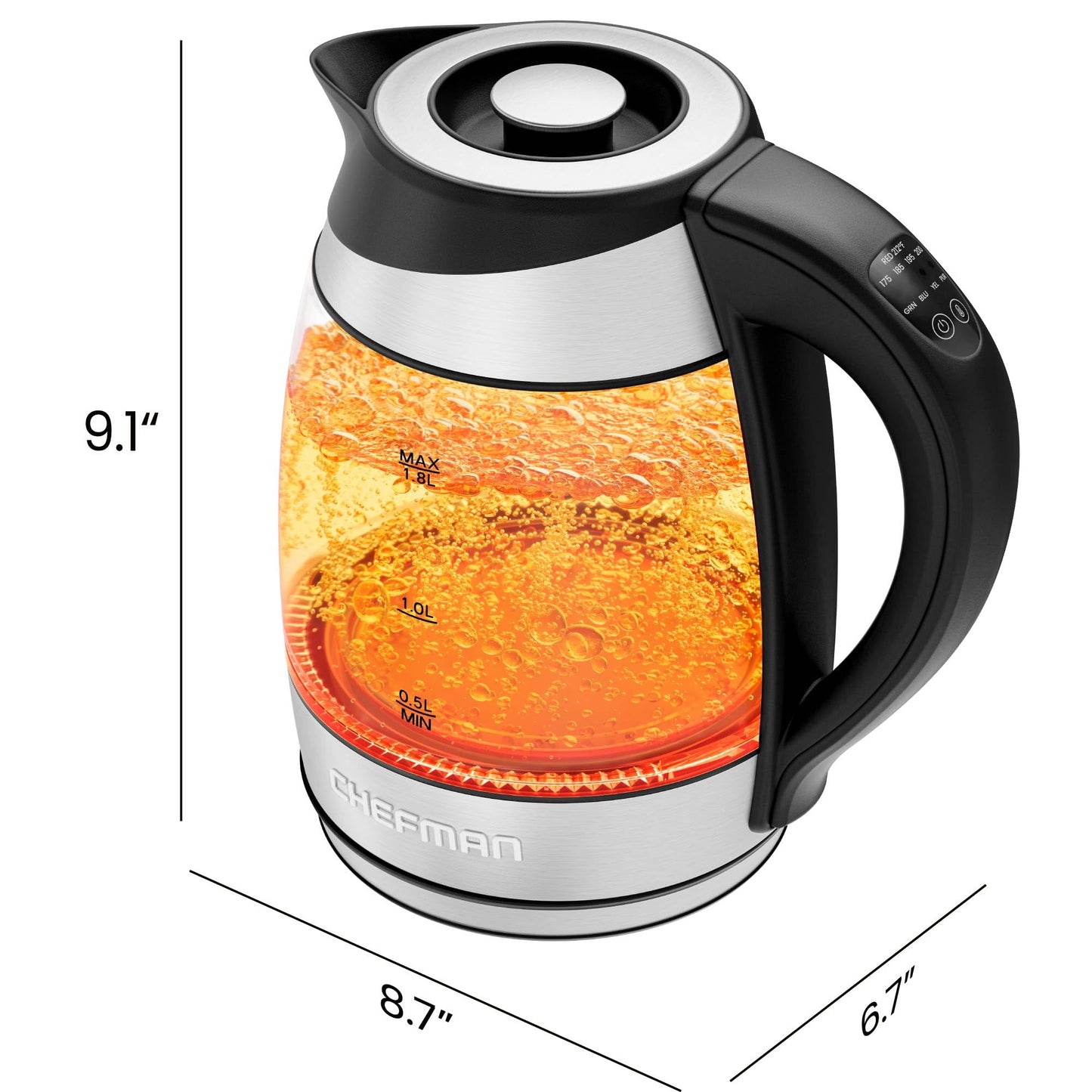 Chefman Electric Kettle with Temperature Control, 5 Presets LED Indicator Lights, Removable Tea