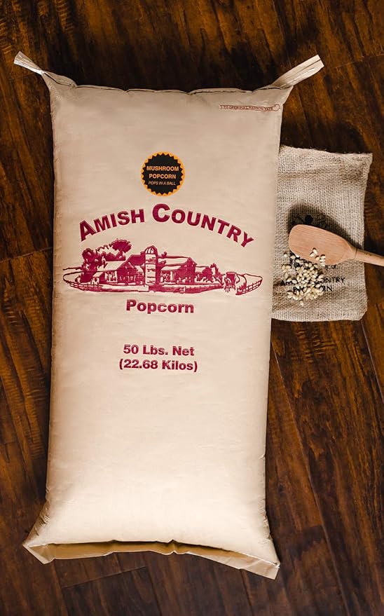 Amish Country Popcorn | 50 Pound Bag Mushroom Kernels | Old Fashioned, Non-GMO and Gluten Free (50lb Bag)