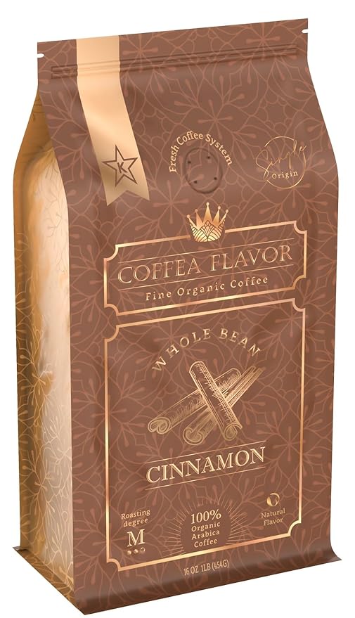 Cinnamon Flavored Whole Bean Coffee ??100% Arabica, Single Origin, Medium Roast, Naturally Sweetened, Warm and Spicy Flavor ??by Coffea Flavor