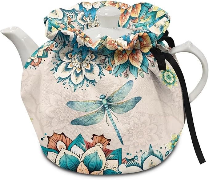 Azetc Tea Cozy for Teapot Insulated Dragonfly Teapot Cozy Western Tea Cosy for Teapot Dust Protector Southwestern Navajo Tea Cozy