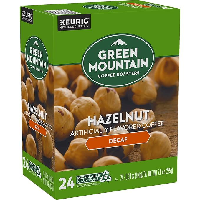 Green Mountain Coffee Roasters Hazelnut Decaf Coffee, Keurig Single-Serve K-Cup pods, Light Roast, 96 Count
