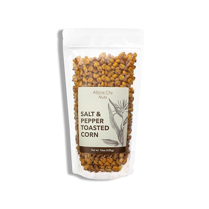 Albina City Nuts Salt & Pepper Toasted Corn ??Tasty Snack with a Gentle Crunch that?셲 full of Flavor and Made from Non-GMO Ingredients Free of Sulfites, Gluten, Artificial Flavors, & Preservatives ??1lb