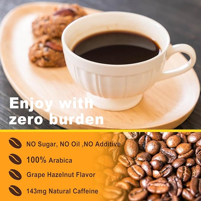 naturaze Instant Expresso - Freeze Dried Coffee - Arabica Coffee - Medium Roast - 10 Packets Instant Espresso Packets,Almonds Maltose Raisins Flavor