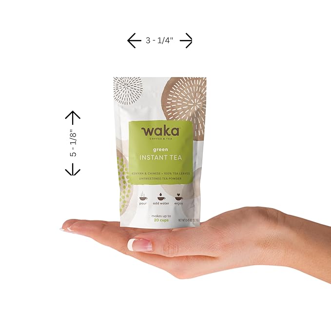 Waka ??Green & Black Instant Tea Sample Bundle ??No Sugar Added & Unsweetened ??10 X 0.45 oz Sample Packs For Hot or Iced Tea (Up to 20 Cups or 5 Quarts EA)